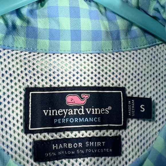 Vineyard Vines Mens Harbor Shirt Small Blue Green Check Long Sleeve Button Down - Picture 2 of 14